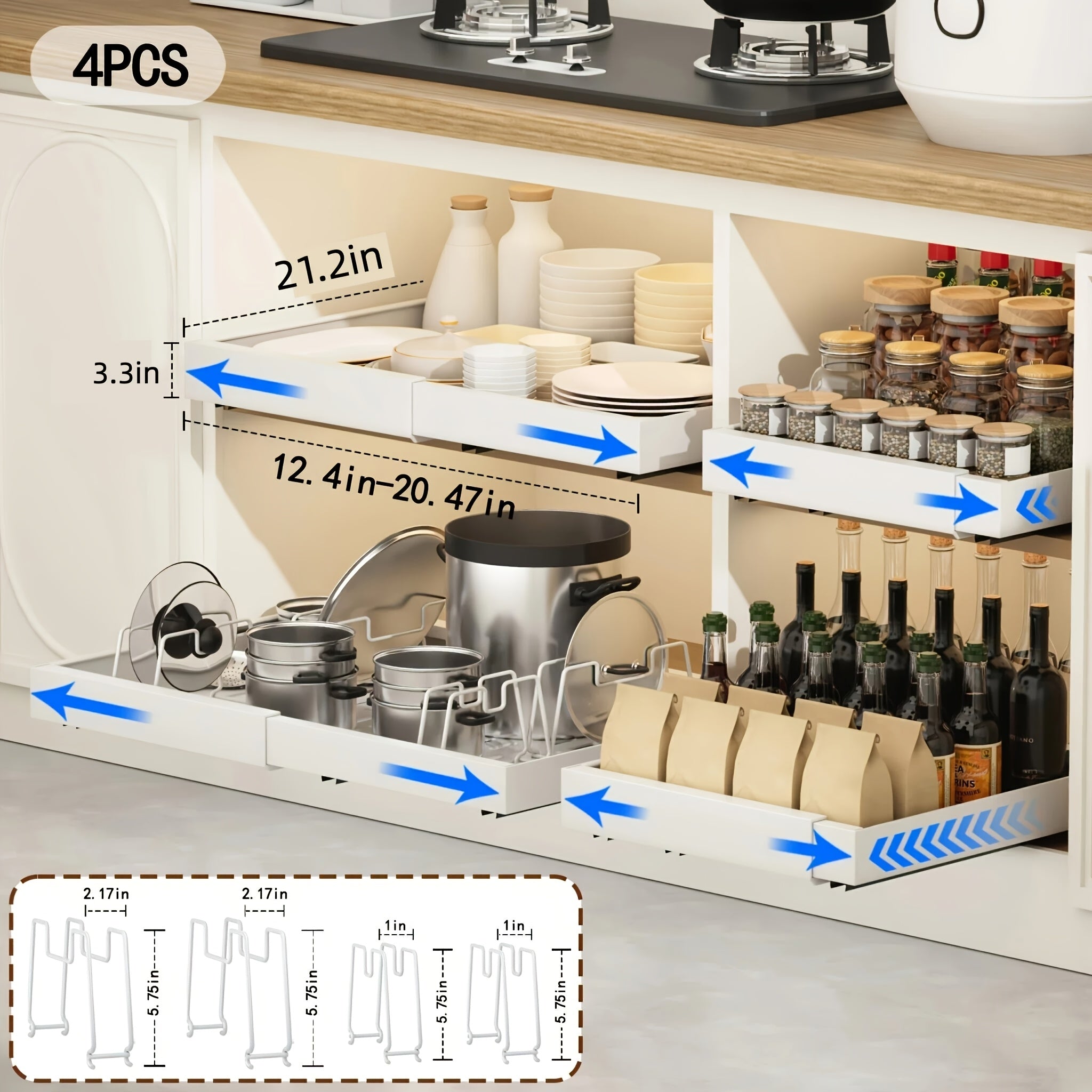 Home Organizer – 1 2 4pcs Expandable Pull-Out Cabinet Organizer 12 59-20 47 Inch Extendable