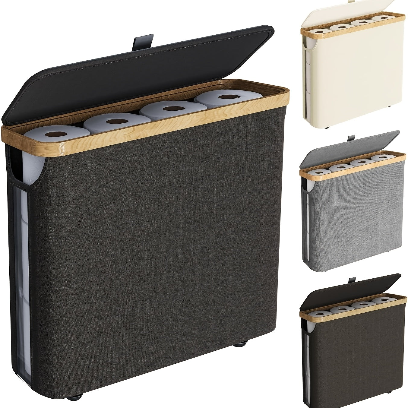 Easy-Access Stackable Home Storage Bins – portable space-saving storage, Bamboo Covered Canvas Tissue Storage Basket Large Capacity Can Hold 9-12 Rolls Dustproof And, designed for American homes, daily convenience and practical gifting