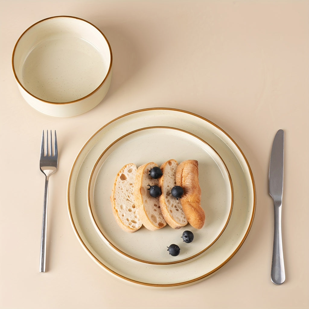 12pcs Stoneware Dinnerware Set for 4, Microwave And Dishwasher Safe