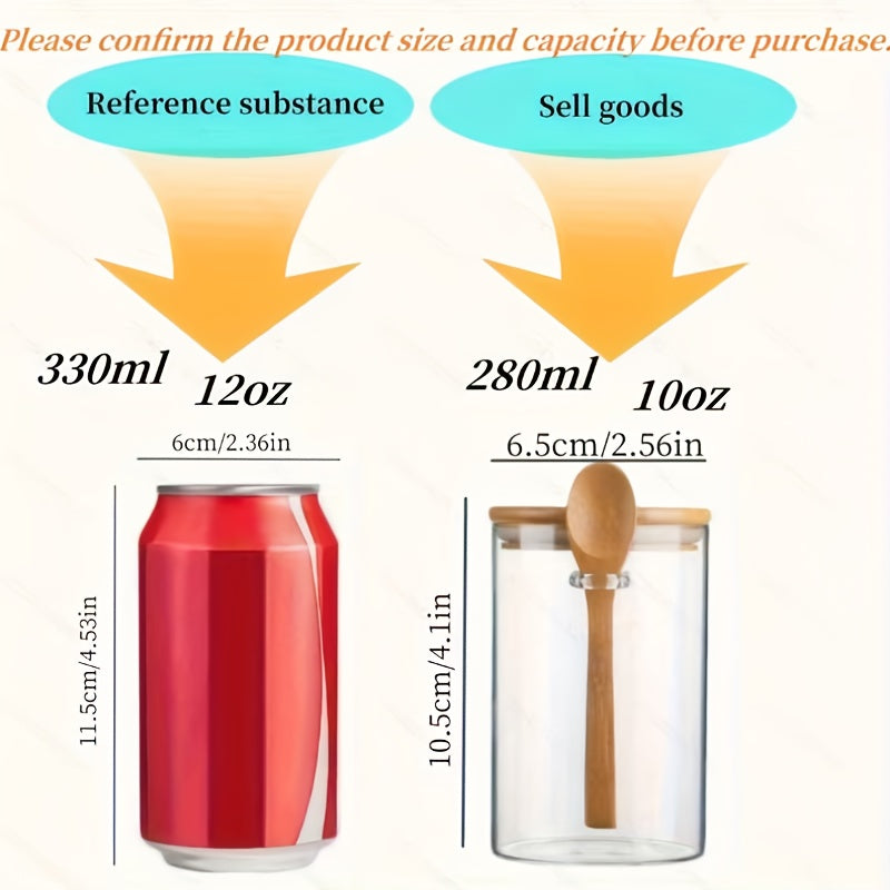 10pcs Glass Jars with Lids & Spoons - Airtight Sealed Containers Suitable for Spices, Salt, Sugar Storage, Lid & Spoon Lid for Camping, Picnic, BBQ, Restaurant Use - Tableware for and Commercial Use