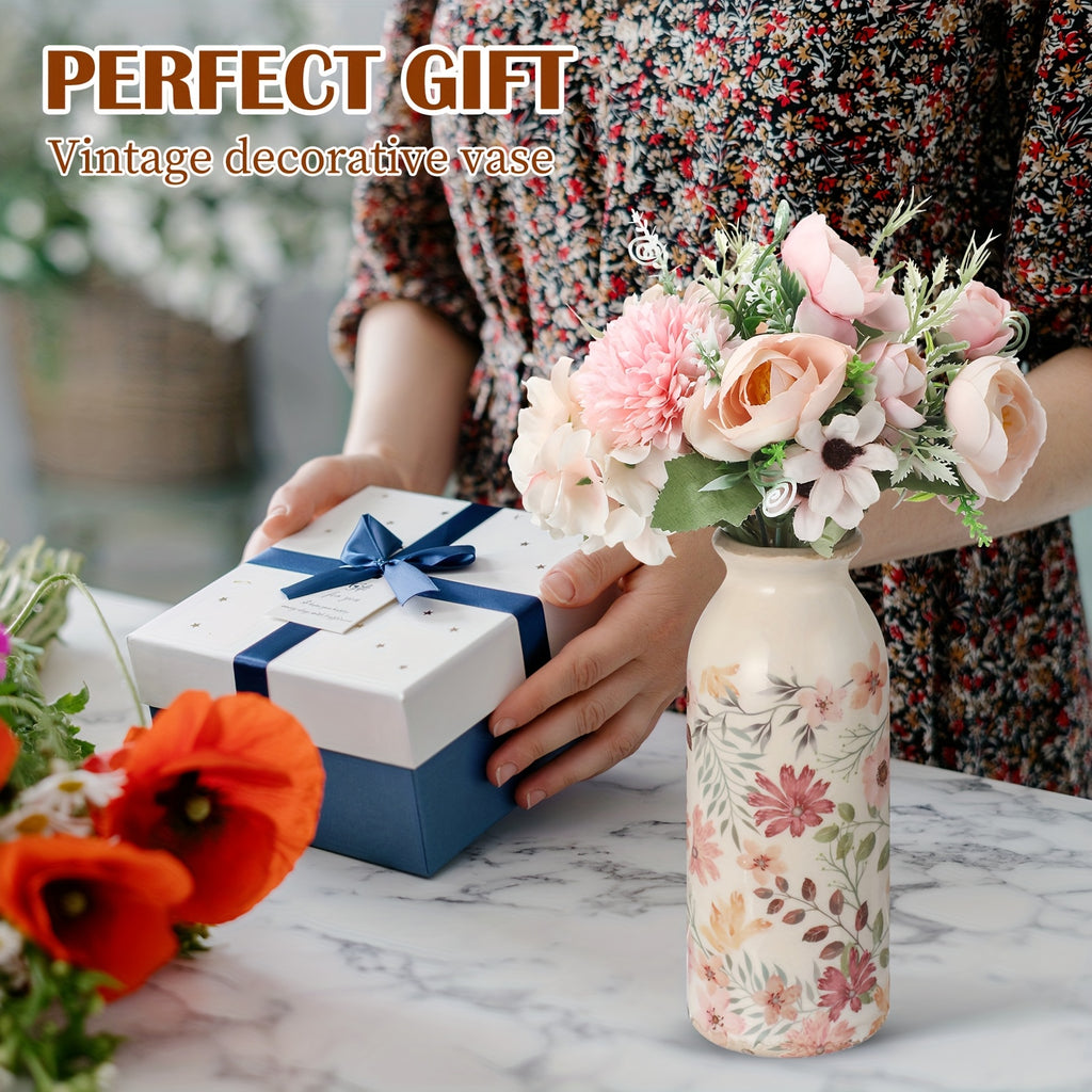 Compact 2pcs Ceramic Flower Vase – tabletop floral display and modern home decor, 2pcs Vintage Ceramic Small Vase Rustic Farmhouse Vase Boho Vases Home Decoration, designed for American homes and practical gifting