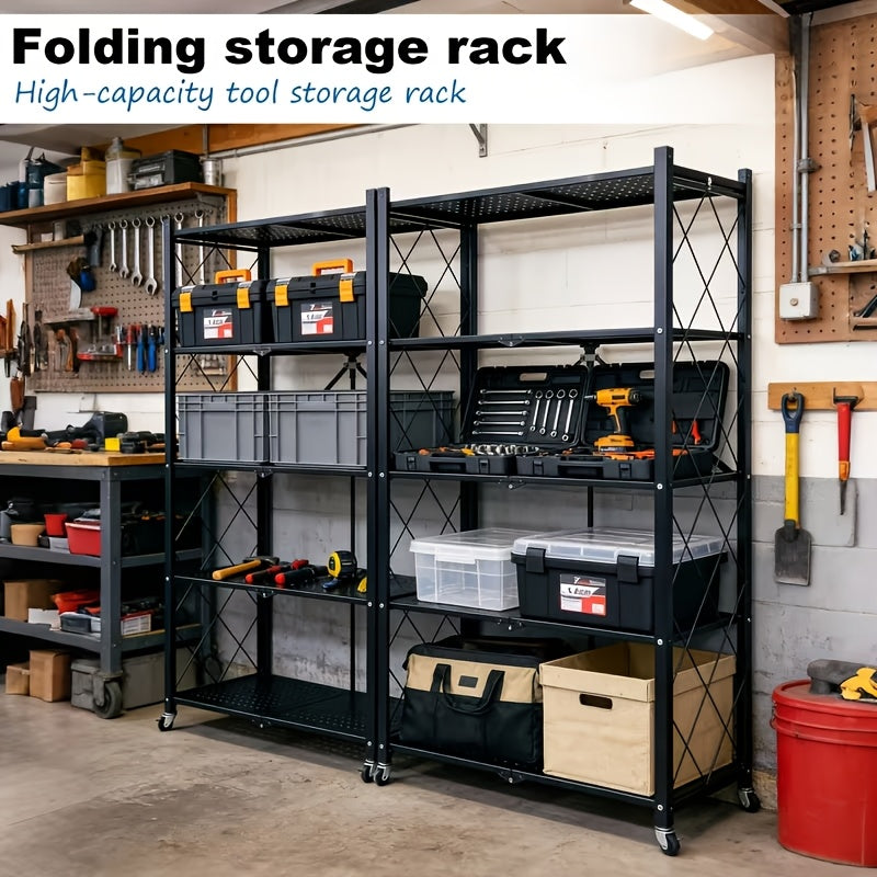 Premium Adjustable Home Storage Rack – durable multi-purpose storage, Foldable Metal Storage Rack Requiring No Installation Designed with Foldable Lockable Casters Practical And, designed for American homes, daily convenience and practical gifting