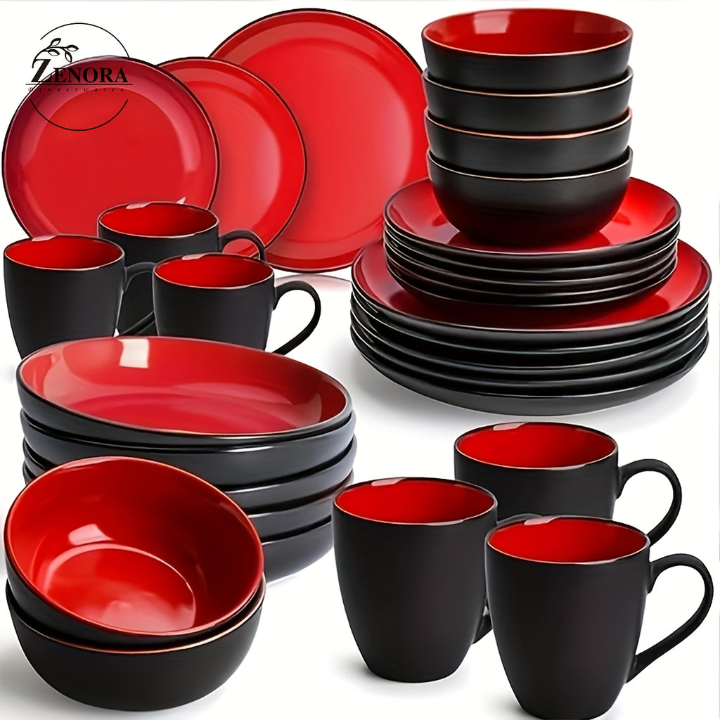Versatile Home Accent Rug – comfortable decorative floor coverage, Gifts for Weddings Zenora Ceramic Dinnerware Set Modern Style Porcelain Plates Matte Red And, designed for American homes, daily convenience and practical gifting