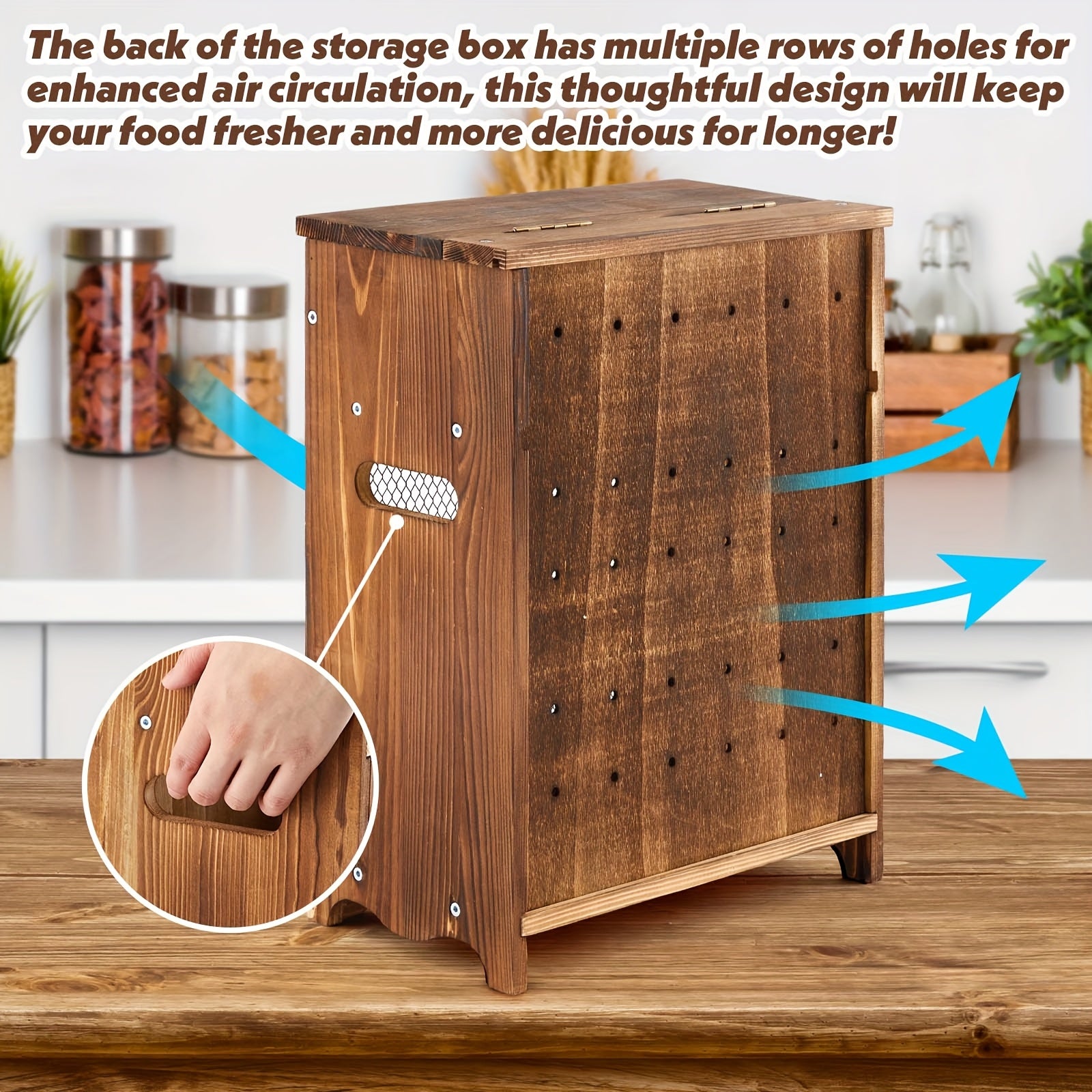 Heavy-Duty Countertop Bread Storage Box – fresh-bread countertop organization, Wooden Countertop Storage Cabinet Potato And Onion Bin Box Wooden Bread Storage Bins Potato, designed for American homes, daily convenience and practical gifting
