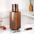 1pc 360° Rotating Magnetic Knife Holder with Wooden Base & Magnetic Suction Cup Mount - Space-Saving Vertical/Horizontal Knife Storage, Secure Magnetic Grip, One-Touch Operation, Compatible with Chef, Paring, Bread Knives - Modern Kitchen Organizer