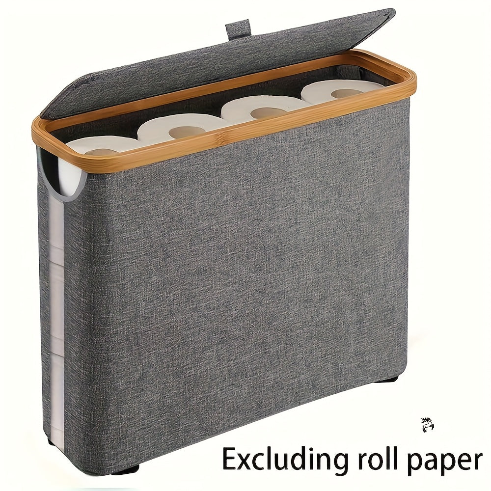 Space-Saving Stackable Home Storage Bins – portable space-saving storage, Bamboo Toilet Paper Holder with Lid - Foldable Bathroom Storage Box Independent Organizer That, designed for American homes, daily convenience and practical gifting