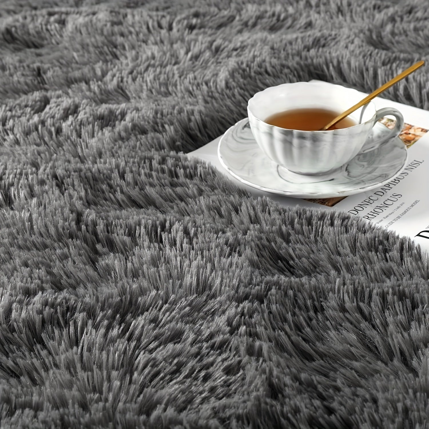 Area Rug – 1pc Luxurious Rectangular Shaggy Plush Carpet Rug - Soft, Fluffy, Tie-dyed, Solid,