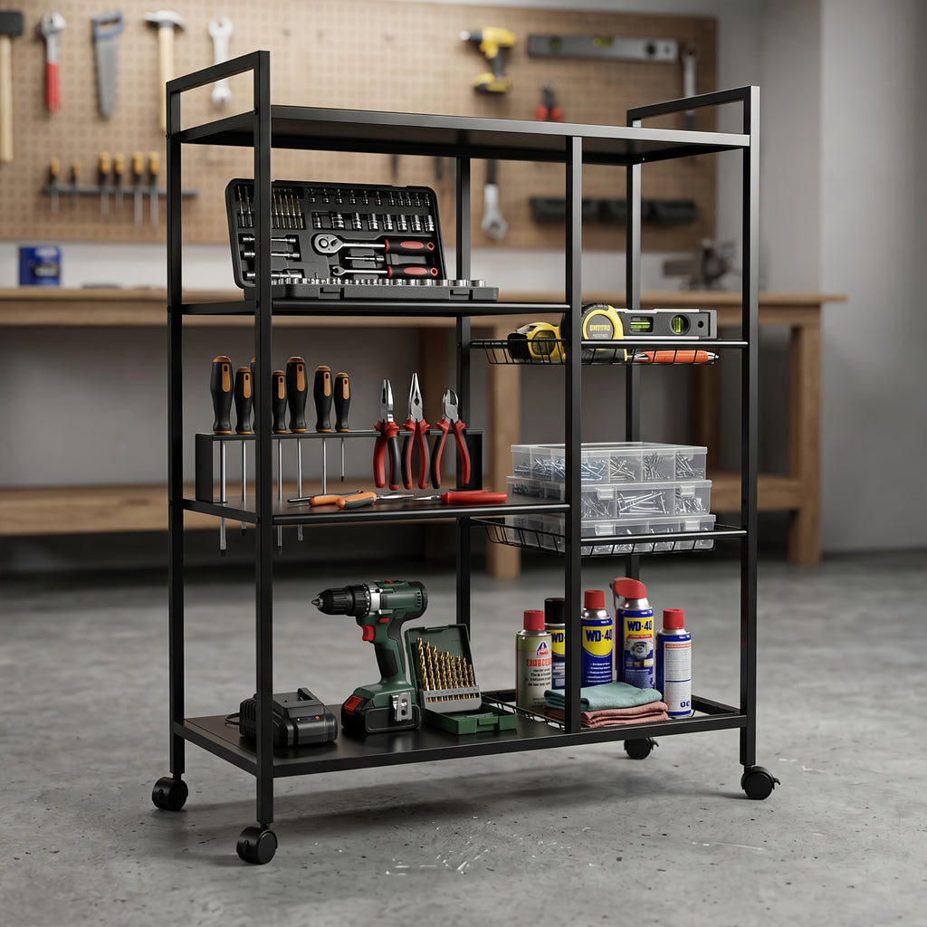 Heavy-Duty 1pc Adjustable Home Storage Rack – durable multi-purpose storage, 1pc Movable Storage Rack Adjustable Kitchen Shelf with Baskets Kitchen Organizer And Storage Metal, designed for American homes, daily convenience and practical gifting