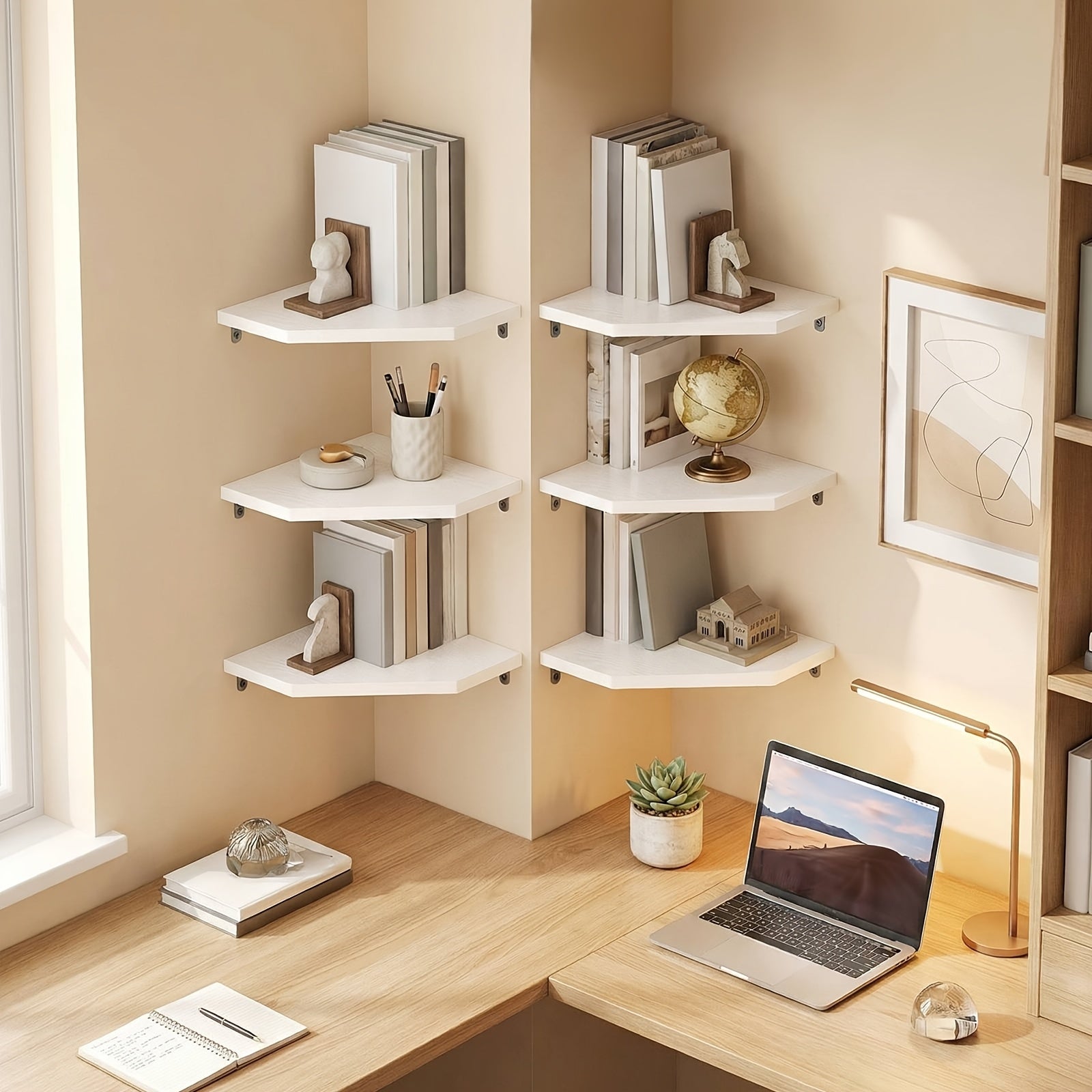 Home Organizer – TOMNK 13.9-Inch Floating Corner Shelves 2/6pcs, Wall Mounted Storage Organizer for