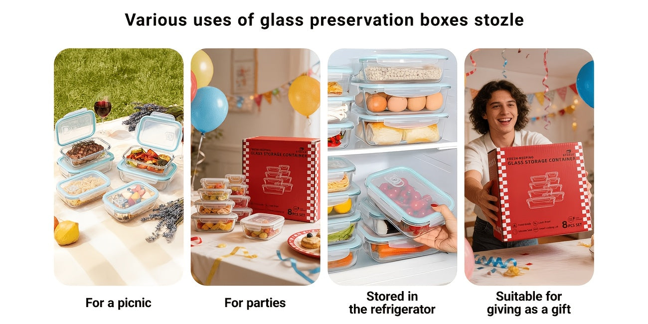 Kitchen Essential – [Glass Food Storage Set] 18pcs Sealed Glass Food Storage Gift Box Set, with Air Holes on The Lids, Perfect for Salads, Fruits, Vegetables And Sandwiches, Lunch Box | Seal