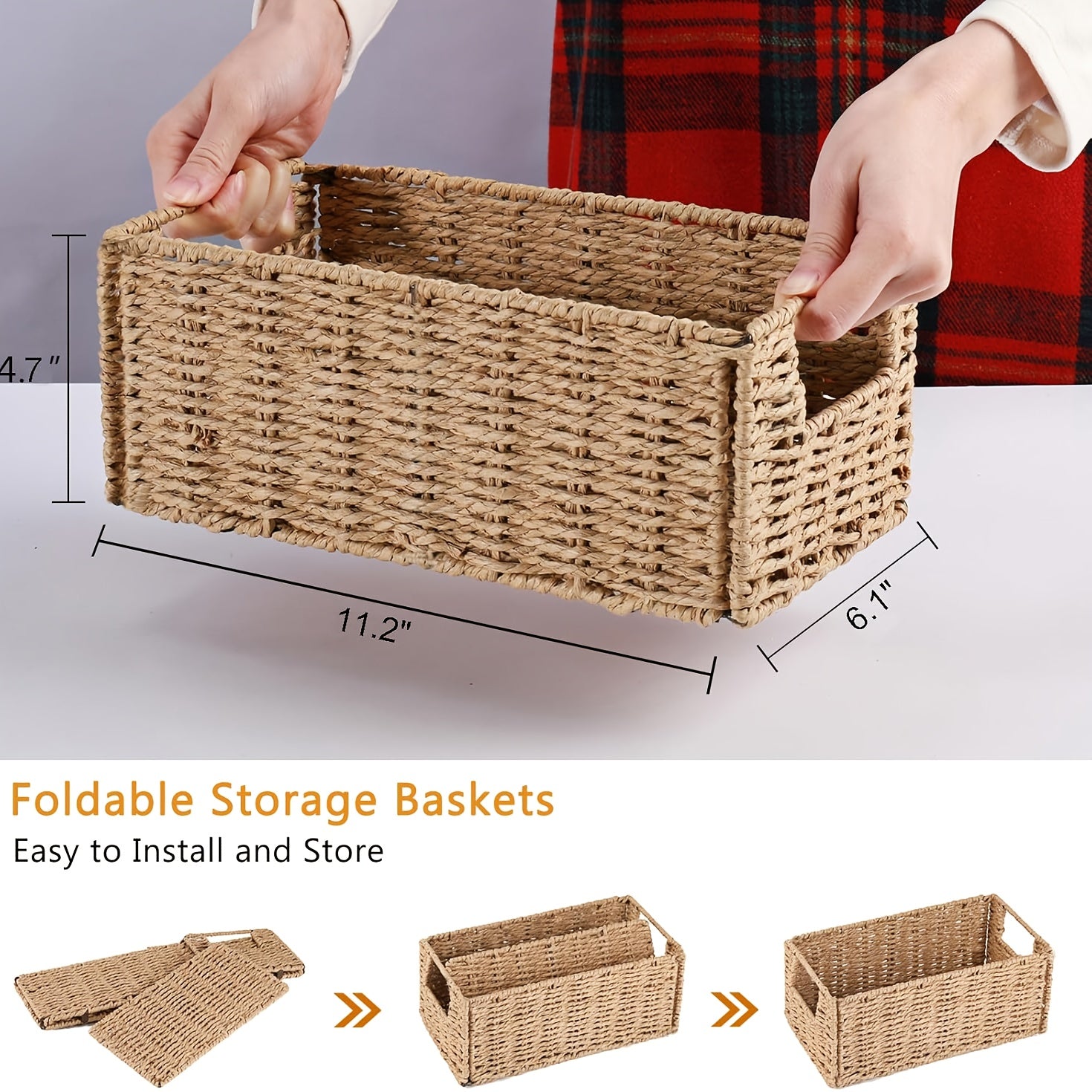 Premium 1/2/4 Pack Adjustable Home Storage Rack – durable multi-purpose storage, 1 2 4 Pack Boho Style Paper Rope Storage Baskets - Open-Top Woven Organizer, designed for American homes, daily convenience and practical gifting
