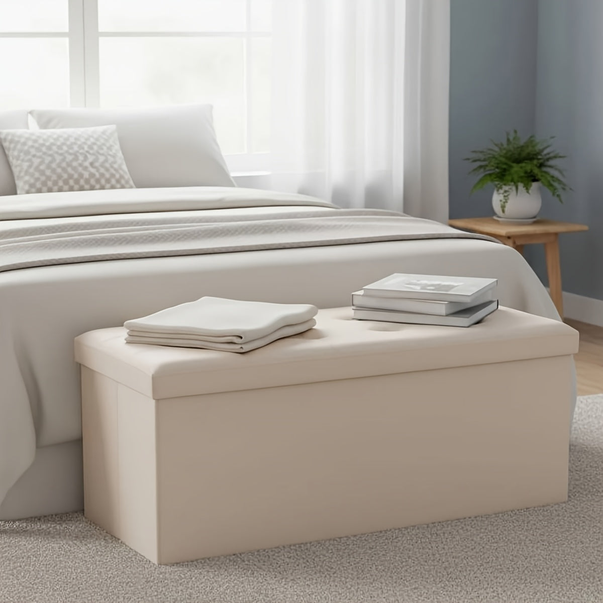 Home Organizer – Multi-Functional Ottoman with Storage Bench Folding Foot Rest Stool