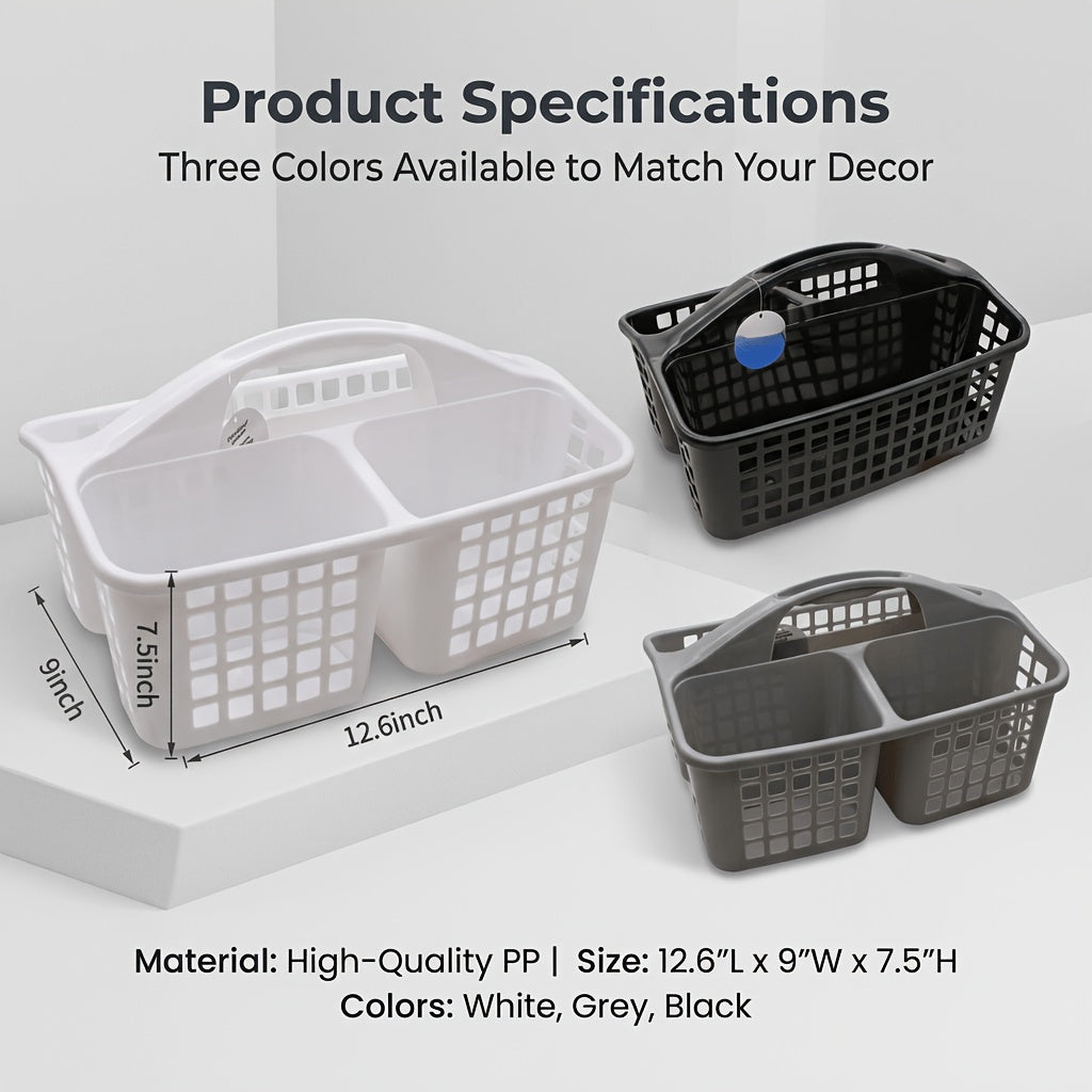 Premium Adjustable Home Storage Rack – durable multi-purpose storage, Portable Shower Caddy Basket with Handle 3 Compartments Plastic Cleaning Supplies Organizer for Bathroom, designed for American homes, daily convenience and practical gifting