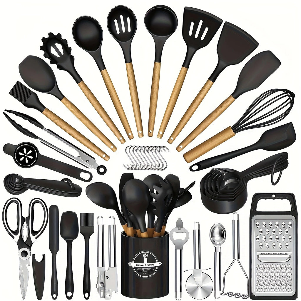 Modern 37/44pcs Kitchen Cookware Set – versatile meal preparation, 37 44pcs Complete Silicone Kitchen Cooking Utensil Set Ultra Cost-Effective All-In-One Kitchen Gadgets High, designed for American homes, daily convenience and practical gifting
