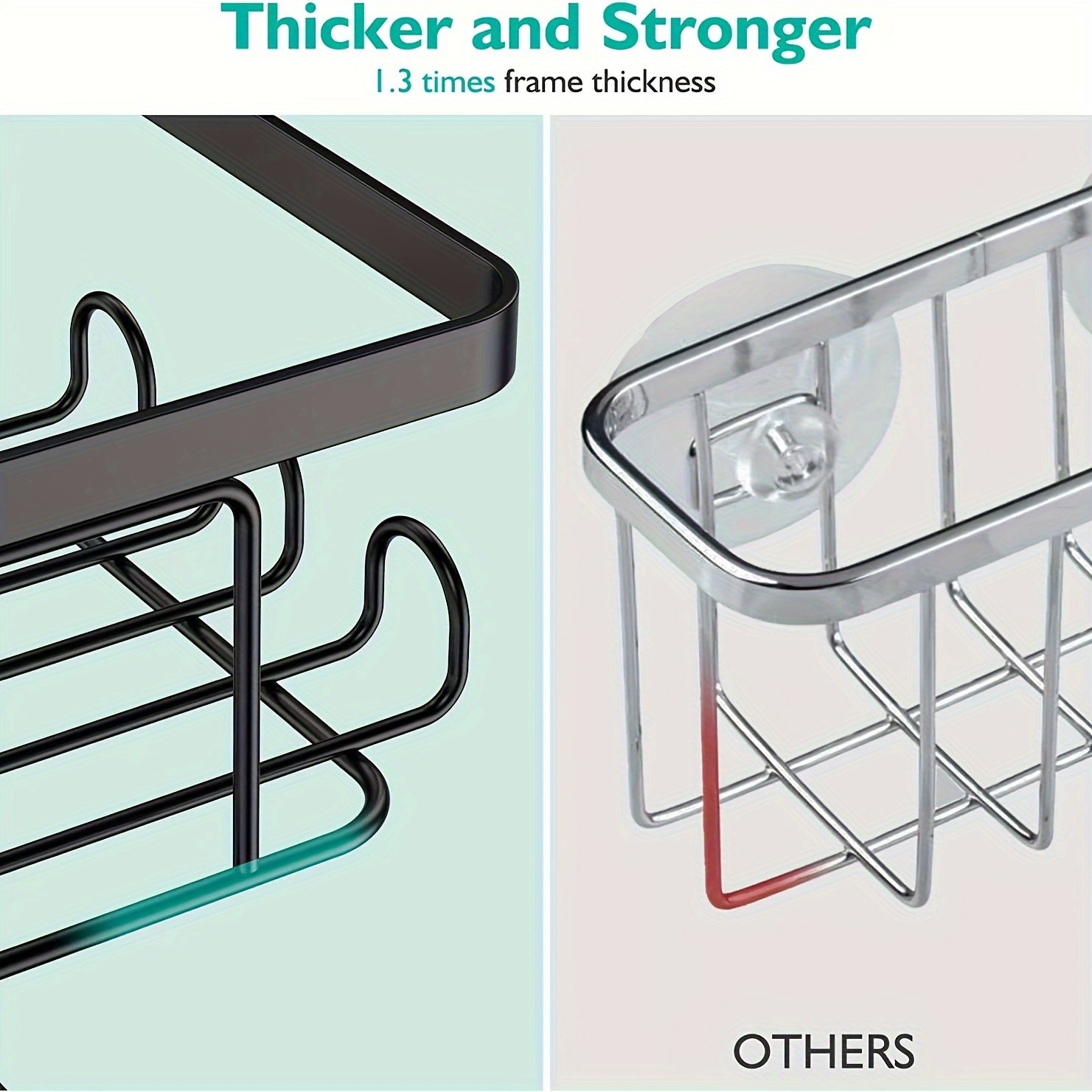 Corner Adhesive Shower Caddy, with Soap Holder And 12 Hooks, Rustproof Stainless Steel Bathroom Organizer, No Drilling Wall Mounted Rack, Black, 3-Pack