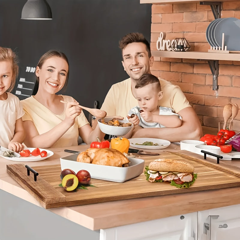 Premium Acacia Wood Stove Cover with Handles - Versatile Cutting Board & Serving Tray for Gas Stove Top, Glass Cooktop Protector, Rustic Kitchen Decor, Food-Safe & Durable Design, Countertop Protector | Decorative Stove Top | Smooth Wooden Finish