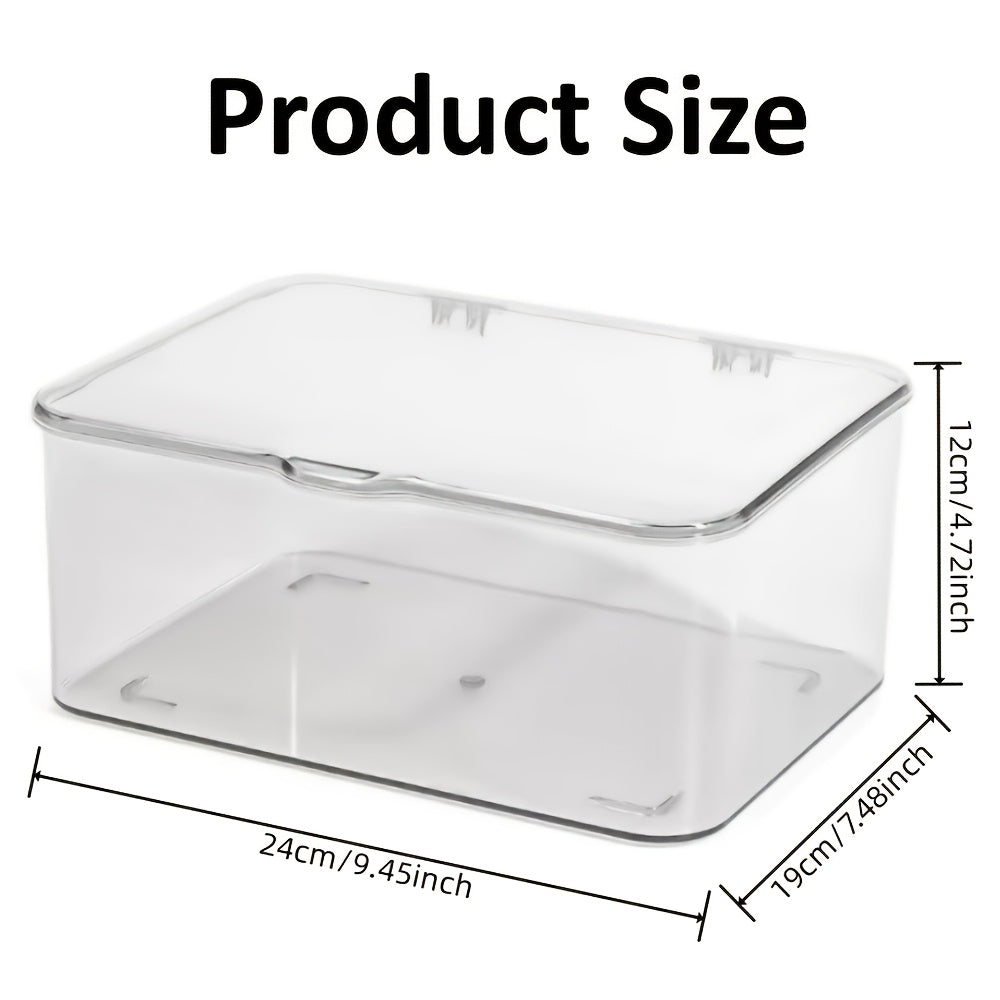 2-6pcs Large Stackable Storage Boxes, Transparent Plastic Storage Box with Lid, Home Office Additions Organizer, for Kitchen Food, Cosmetics, Makeup, Office Additions, Stationery, Desk & Drawer Organizer for Home Storage