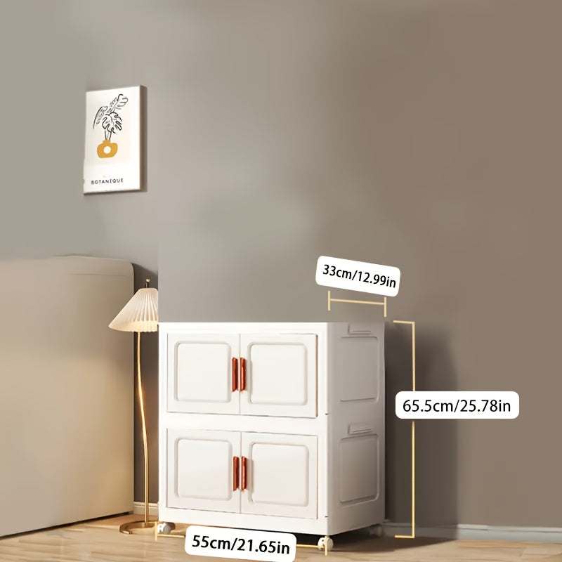 Home Organizer – Stackable Plastic Storage Cabinet with 2 to 5 Tiers Featuring Doors And