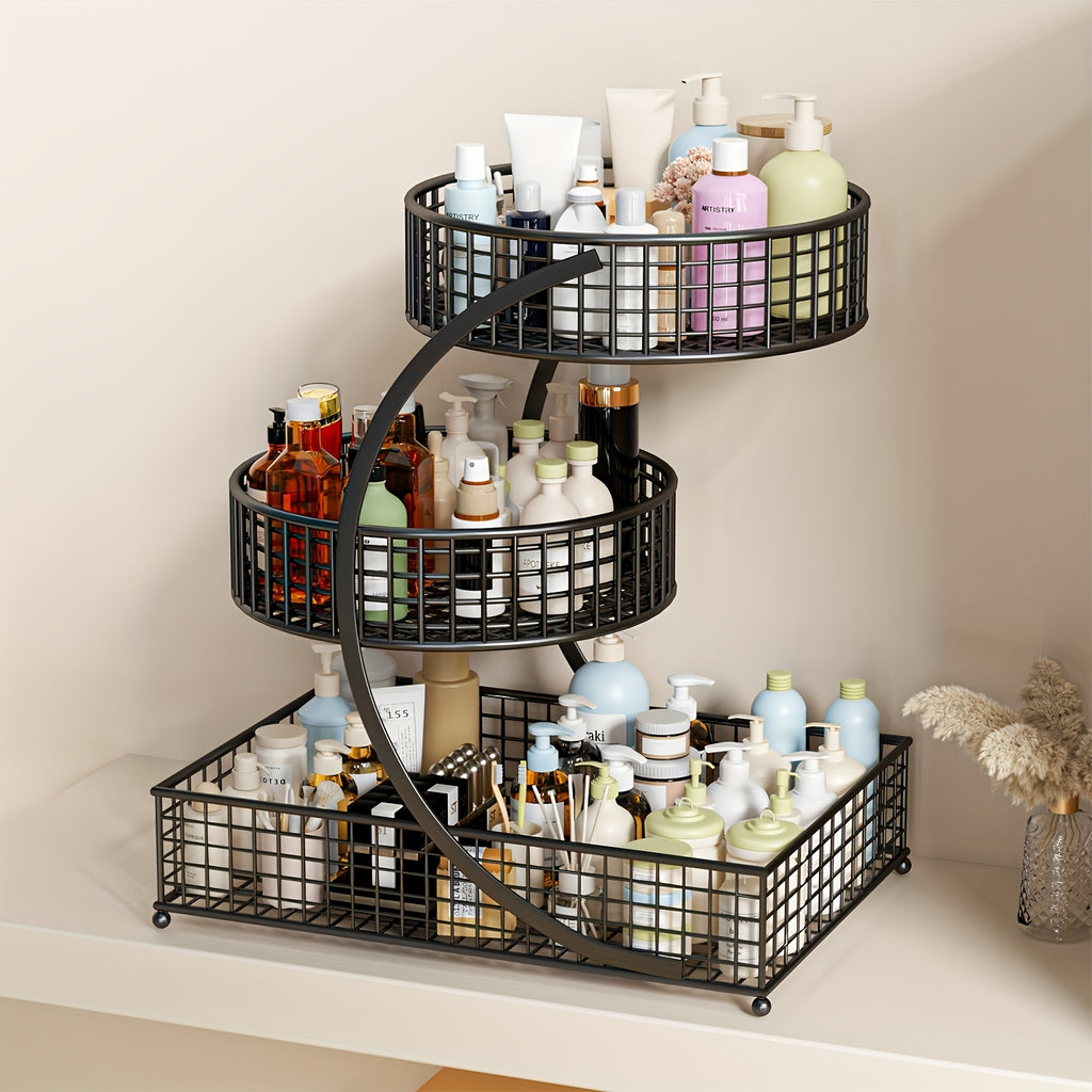 Modern Adjustable Home Storage Rack – durable multi-purpose storage, 3-Tier Metal Bathroom Vanity Organizer - No Assembly Required Space-Saving Countertop Storage Rack with, designed for American homes, daily convenience and practical gifting