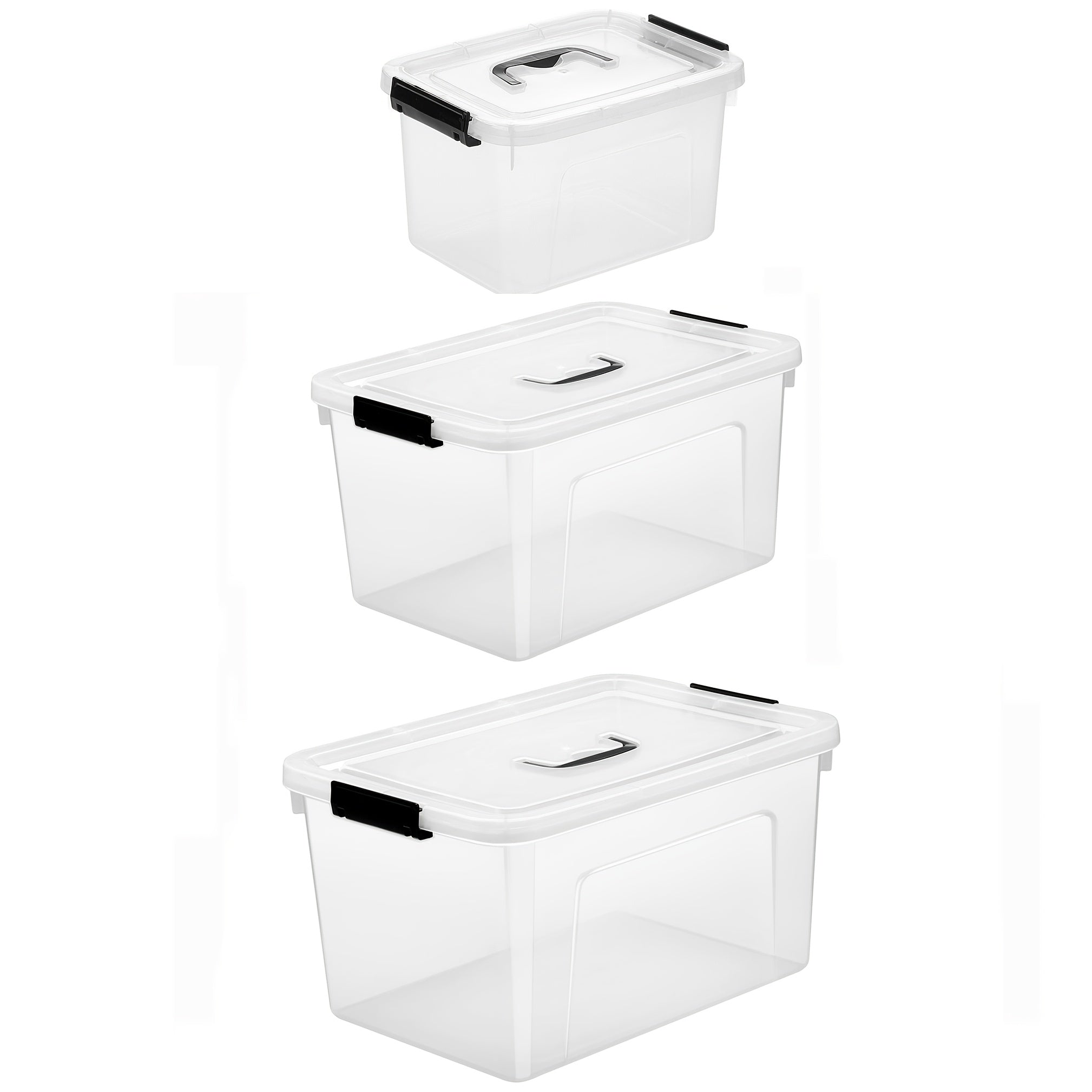 6-Liter Clear Storage Bins, with Lids/Handle, 6-Pack Plastic Stackable Container with Latch
