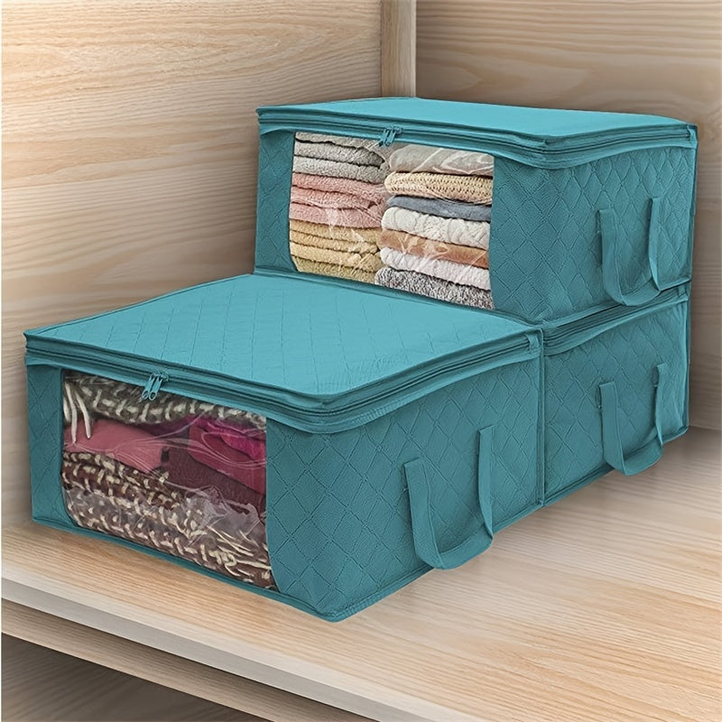 Space-Saving 3pcs Stackable Home Storage Bins – portable space-saving storage, 3pcs Set of Clothing Storage Bags Foldable Blanket Storage Bags Storage Containers for Organizing, designed for American homes, daily convenience and practical gifting