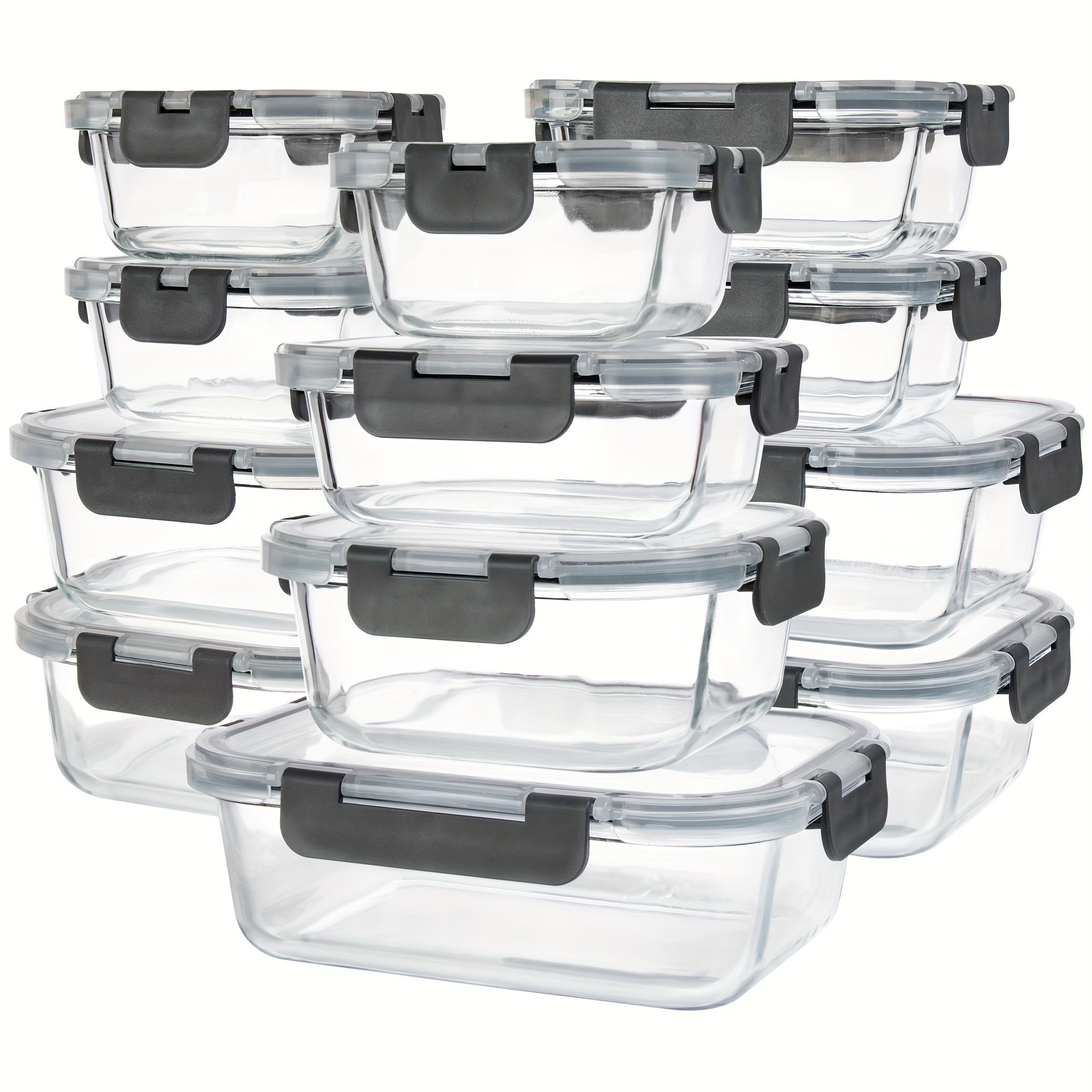 Food Storage Containers – leak-resistant reusable meal prep, 24pcs 12 Lids 12 Glass Bowl Borosilicate Glass