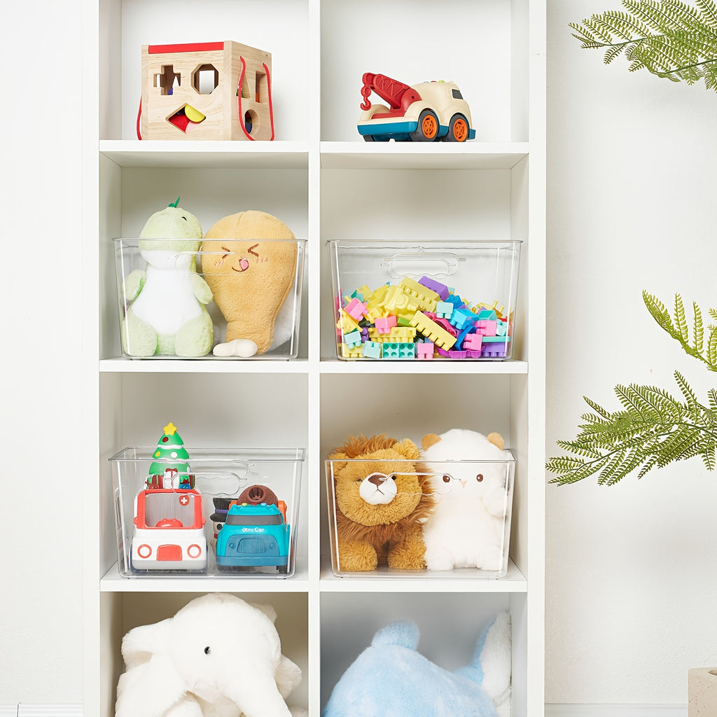 [Extra Large Storage Bins] Extra Large Clear Plastic Storage Bins, 11 Inchx11 Inch Cube Acrylic Organizer Square Containers with Handle for Pantry