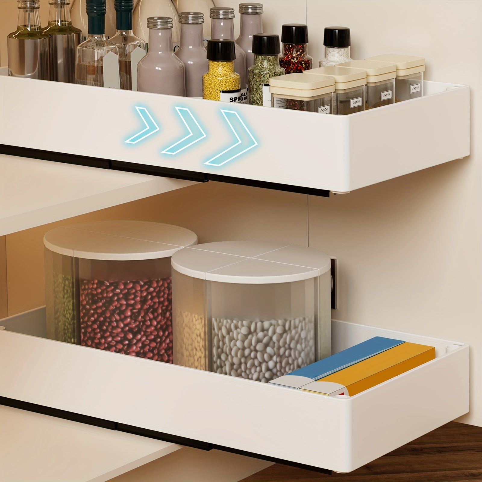 Easy-Access 2Pcs Adjustable Kitchen Storage Rack – multi-purpose organization, durable space-saving design, designed for American kitchens, pantries, apartments, home organization, daily use and practical gifting
