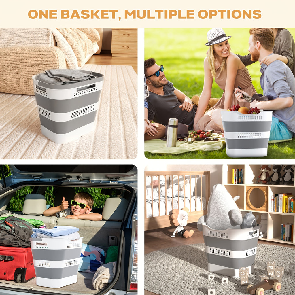 Versatile Stackable Home Storage Bins – portable space-saving storage, Collapsible Laundry Basket 43L 11 5 Gallon Foldable Laundry Basket Plastic with Handles Pop, designed for American homes, daily convenience and practical gifting