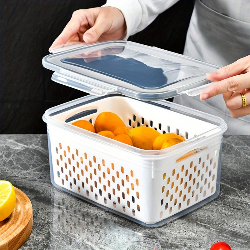 Kitchen Essential – 9pcs BPA-Free Immune Plastic Food Storage Container Set with Drain Basket and Lids - Leakproof, Fridge-Safe, Reusable Multi-Purpose Kitchen Organizer for Fruits, Vegetabl