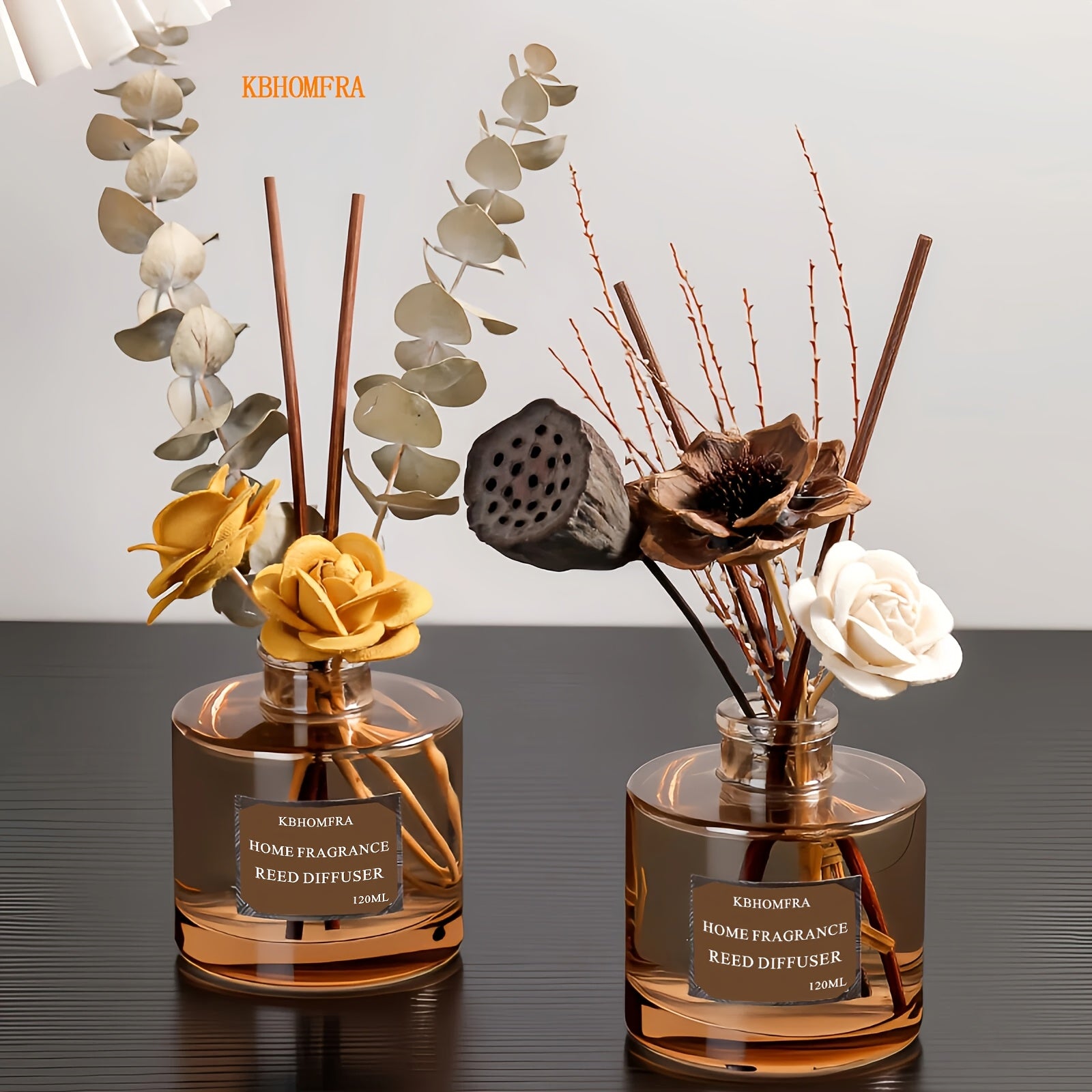 KBHOMFRA Reed Diffuser Jasmine Cedar Gardenia Scent Fall Diffusers with Dried Flowers Diffuser Sticks 4.06oz Essential Oil 90 Days Long-lasting Fragrance for Livingroom, Bedroom And Bathroom.