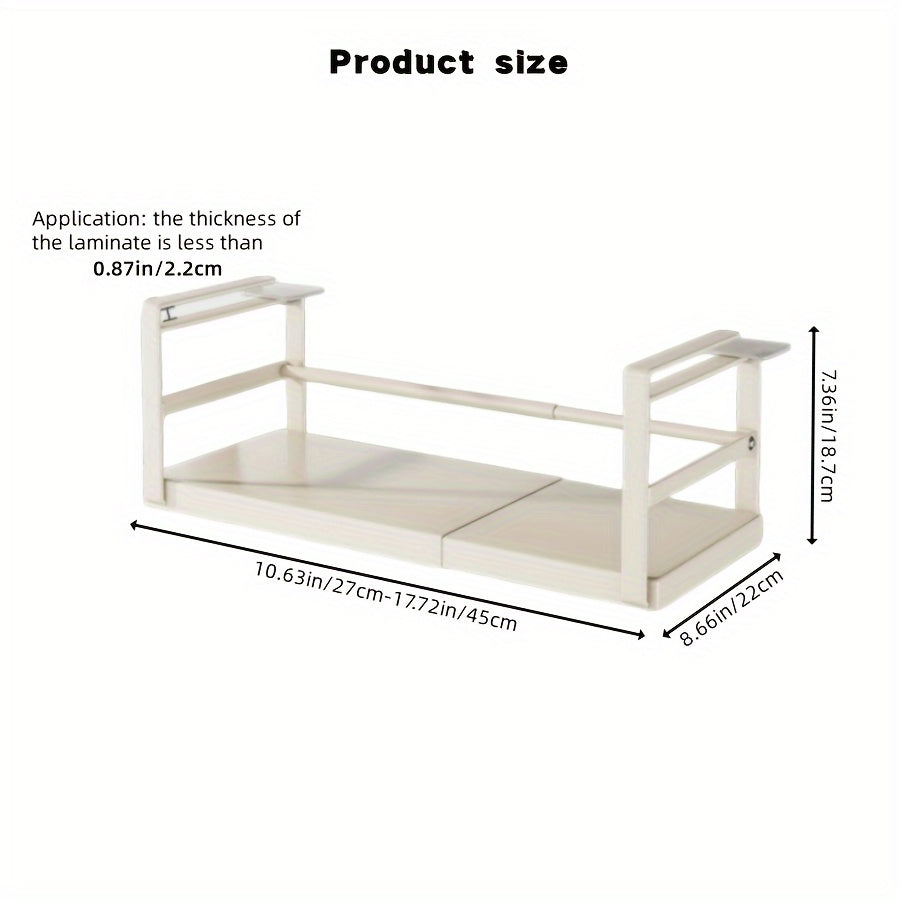 Cabinet Shelf Expandable Height Adjustable Organizer Riser for Kitchen Cabinet Pantry Cupboard Under Sink Countertop Organization Storage Space Saver Stackable Heavy Duty Metal, White/Black, for Christmas Gifts, Standing Shelf, Standing Shelf