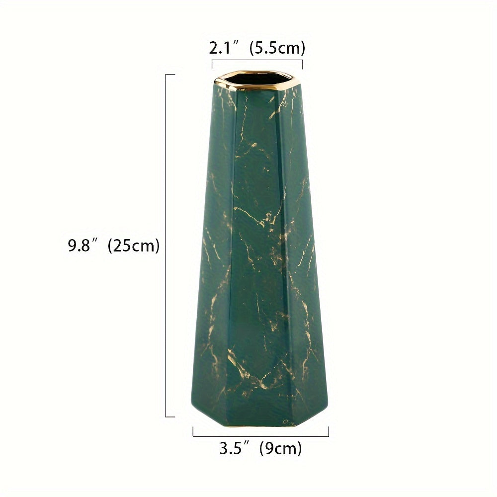 Compact Ceramic Flower Vase – tabletop floral display and modern home decor, White Gold Green Gold Finish Marble Ceramic Flower Vase Home Decor Vase And Table, designed for American homes, daily convenience and practical gifting