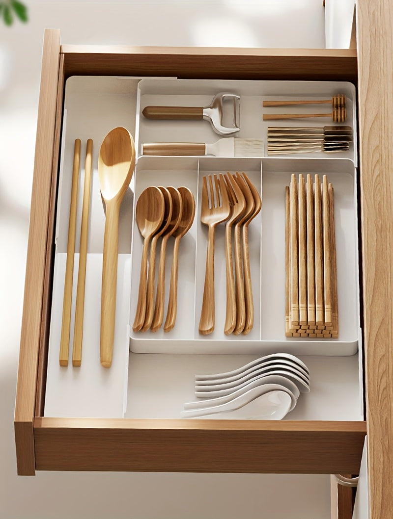 Heavy-Duty Stackable Storage Drawer – smooth-access cabinet organization, Adjustable Kitchen Utensil Tray with Expandable Drawer Organizer Ideal for Forks Spoons Knives And, designed for American homes, daily convenience and practical gifting