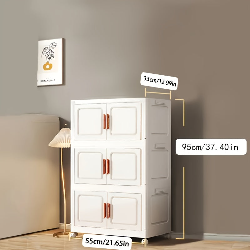 Home Organizer – Stackable Plastic Storage Cabinet with 2 to 5 Tiers Featuring Doors And