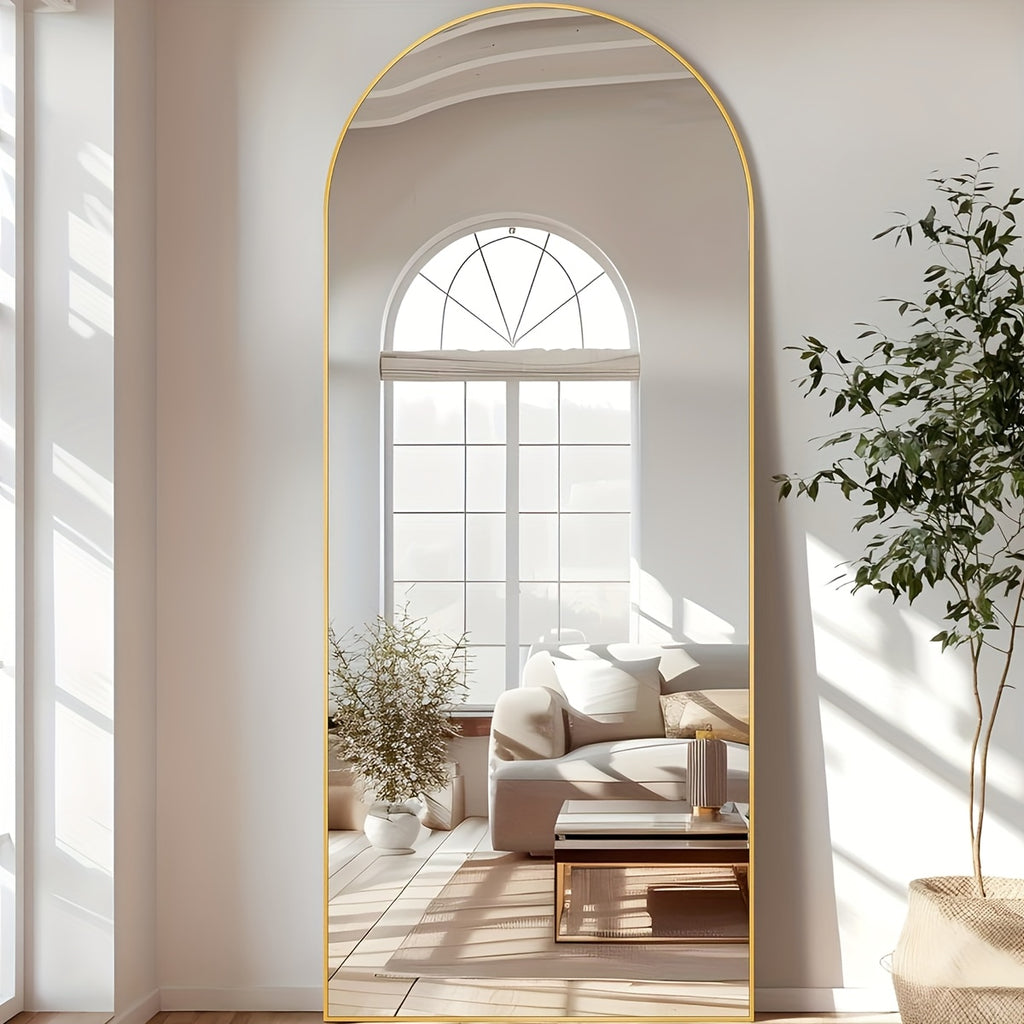 Full Length Mirror – Ladynow Arched Full-Length 58" × 18" Mirror Floor Mirror Freestanding Floor Standing Full Body Rustproof Mirror Stand Wall-Mounted Leaning Design Modern Home Decor Bedro