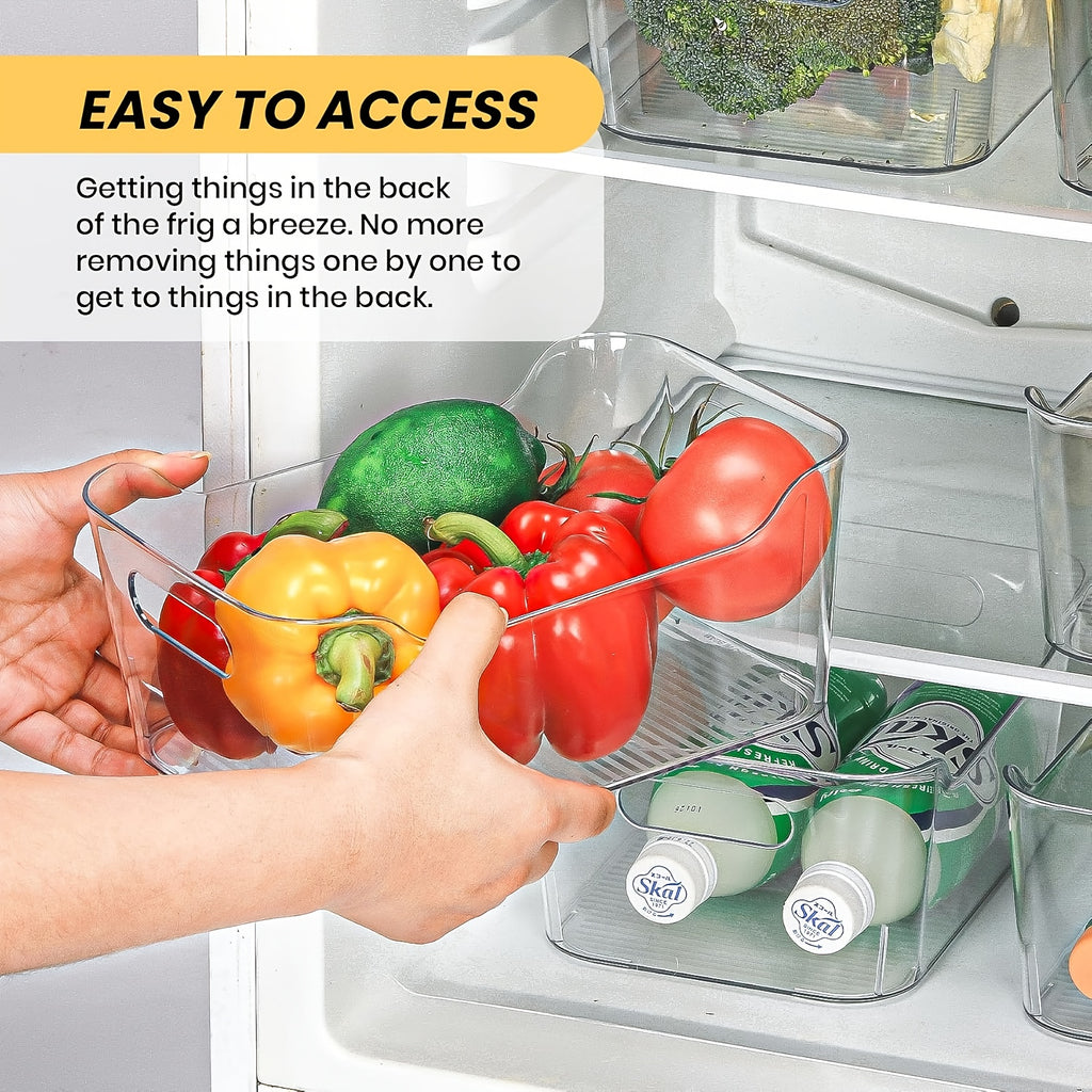 Space-Saving 8pcs Refrigerator Storage Organizer – easy-access fridge organization, 8pcs Clear Storage Organizer Set with Lids - 4 Large 4 Small Stackable PET, designed for American homes, daily convenience and practical gifting