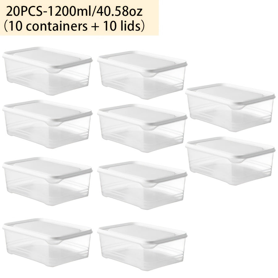 Versatile 20pcs Stackable Home Storage Bins – portable space-saving storage, 20pcs 10 Containers 10 LIDS Frozen Preservation Box Set Storage Container It Adopts a, designed for American homes, daily convenience and practical gifting