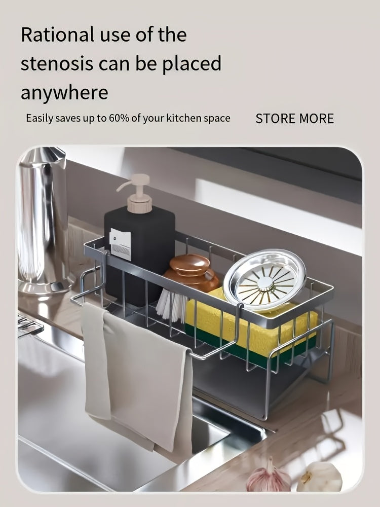 Kitchen Sink Sponge Holder, Self Draining Kitchen Sink Organizer, Sink Holder, Dishwashing Brush, Cloth, Soap Scrubbing Accessories, Used For Countertop Baskets, Buckets, And Containers, Baskets, Buckets, And Containers For Household Organization