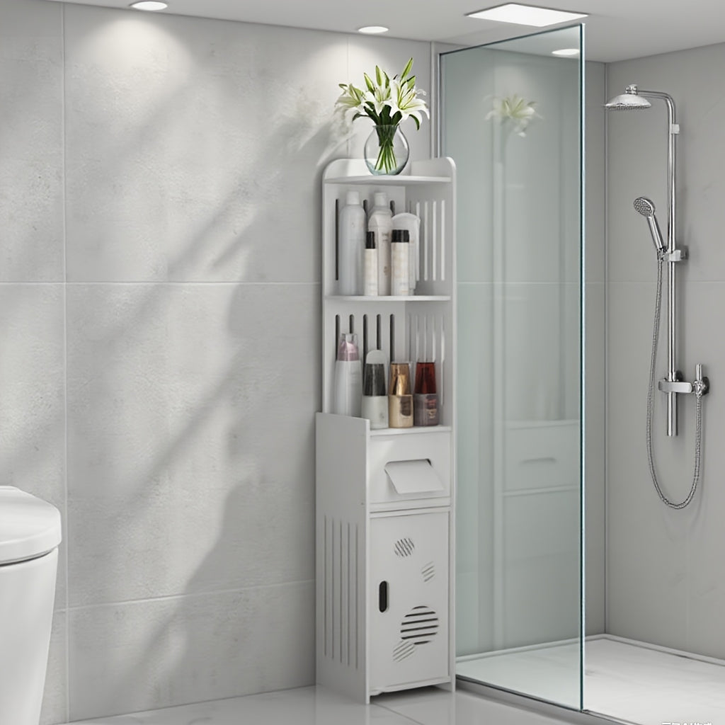 1pc Large Capacity Bathroom Organizer, Toilet Paper Holder, Tiered Organizer with Tissue Box, Waterproof And Dustproof Commercial Bathroom Container, Easy to Install, Suitable for Kitchen/Bedroom/Living Room/Dining Room And Businesses