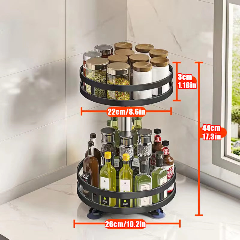 3-Tier/2-Tier Multi-Level Revolving Kitchen Organizer, A Smart Turntable Caddy To Eliminate Cabinet & Pantry Clutter, Features 360° Smooth-Glide Rotation & Raised Rims For Secure Storage Of Spices, Cans & Sauces