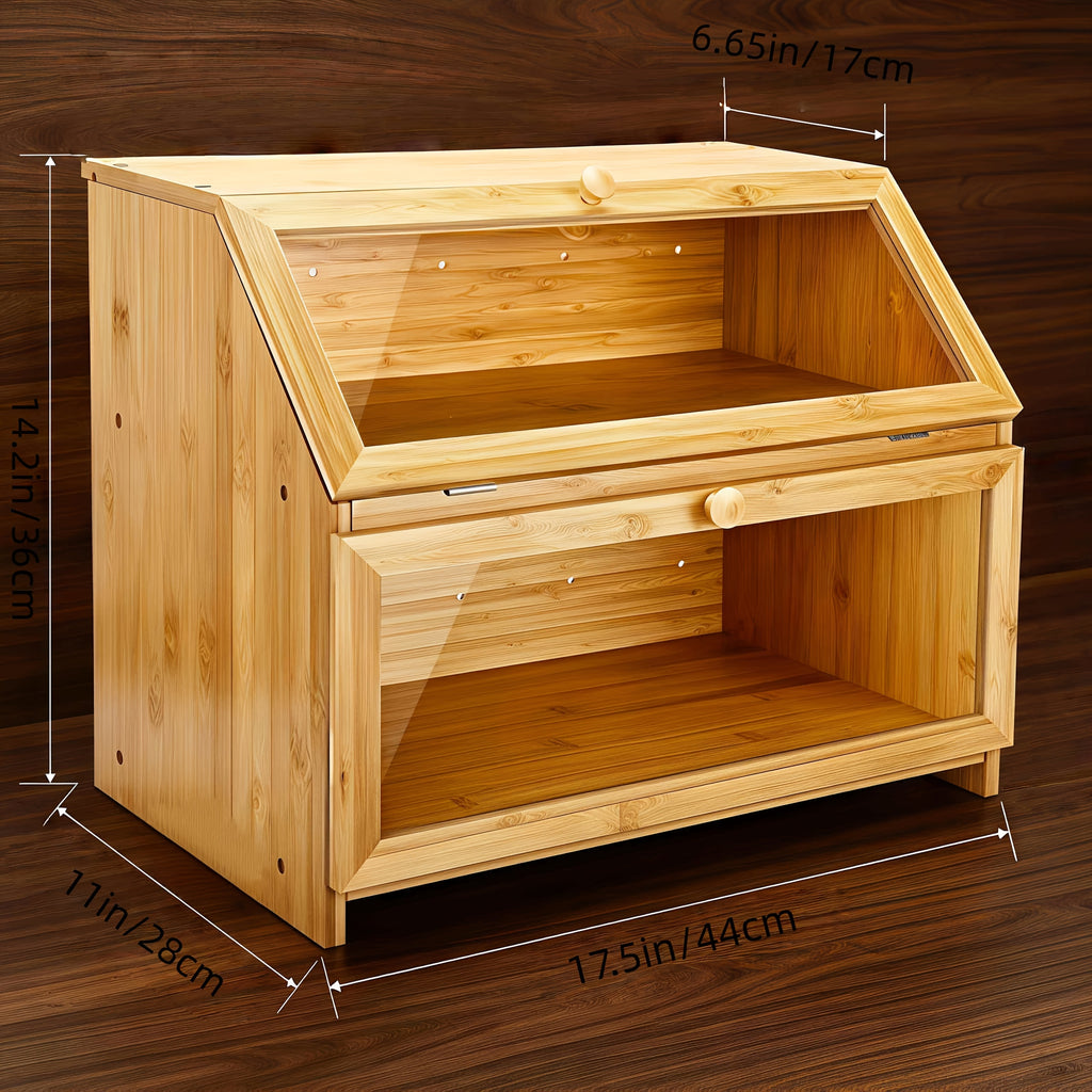 Double-Layer Bread Box | Kitchen Countertop Food Storage Organizer, Suitable for Bread, Fruits, and Snacks | Suitable for Living Room, Kitchen, Pantry, and Dining Areas