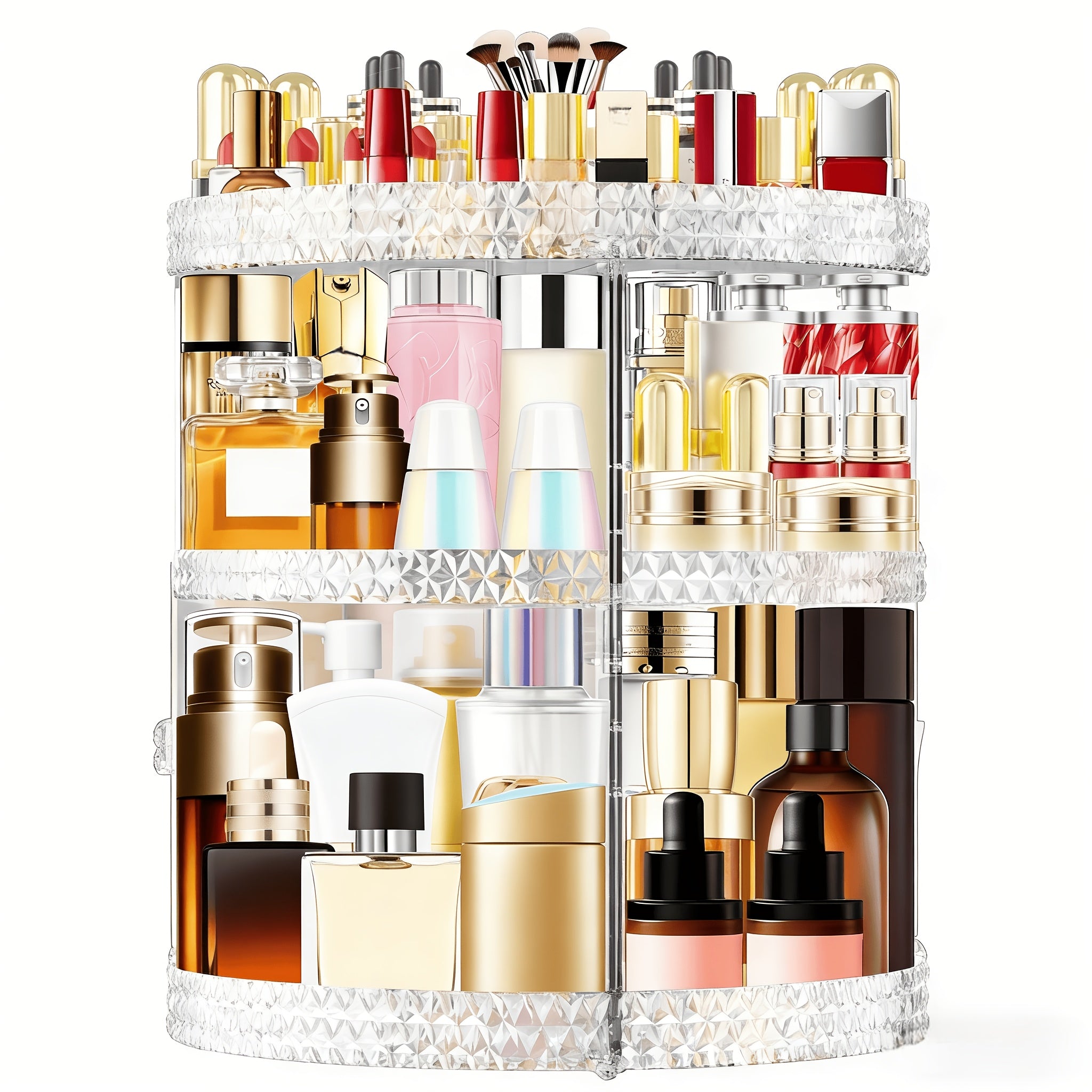 Smart Stackable Home Storage Bins – portable space-saving storage, 360 Degree Rotating Makeup Stand Large Capacity Makeup Product Storage Box 7 Adjustable Layers, designed for American homes, daily convenience and practical gifting