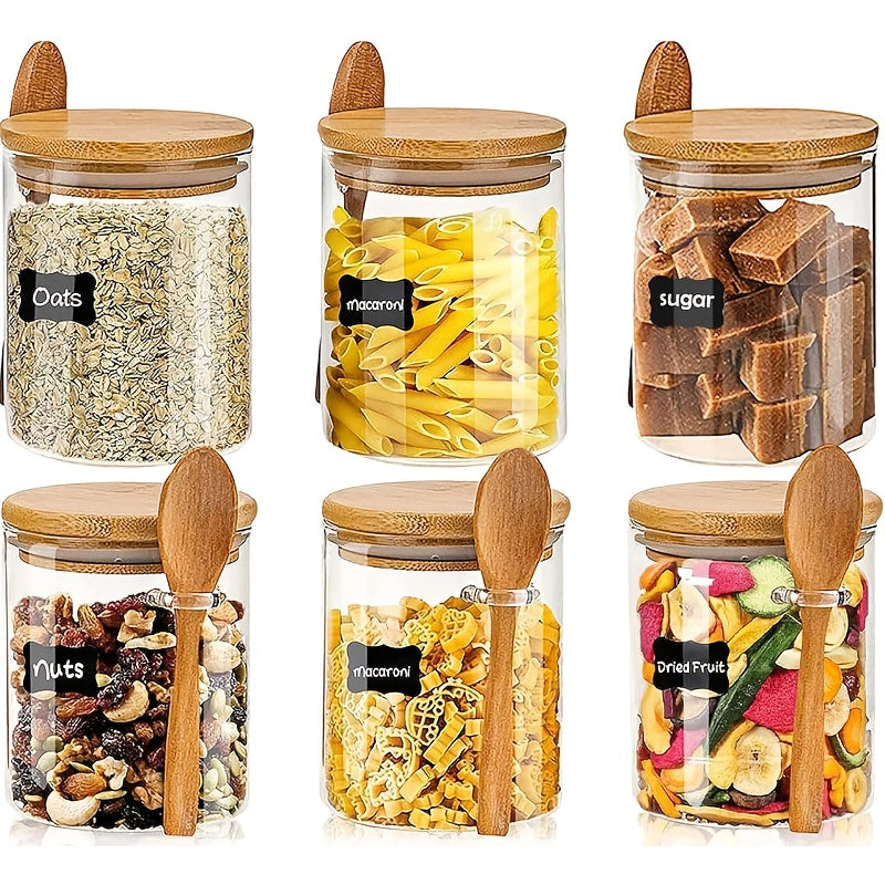 10pcs Glass Jars with Lids & Spoons - Airtight Sealed Containers Suitable for Spices, Salt, Sugar Storage, Lid & Spoon Lid for Camping, Picnic, BBQ, Restaurant Use - Tableware for and Commercial Use