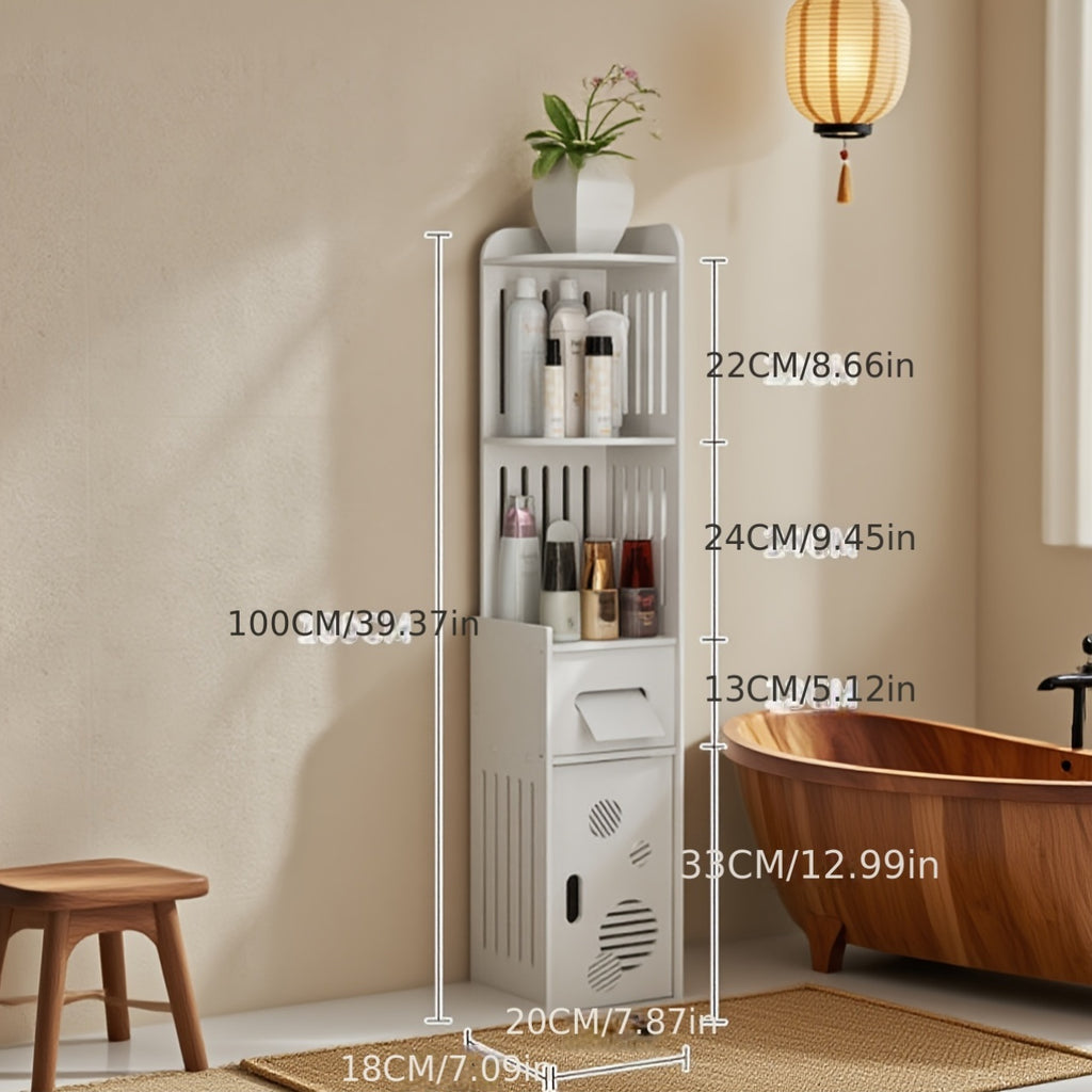 1pc Large Capacity Bathroom Organizer, Toilet Paper Holder, Tiered Organizer with Tissue Box, Waterproof And Dustproof Commercial Bathroom Container, Easy to Install, Suitable for Kitchen/Bedroom/Living Room/Dining Room And Businesses