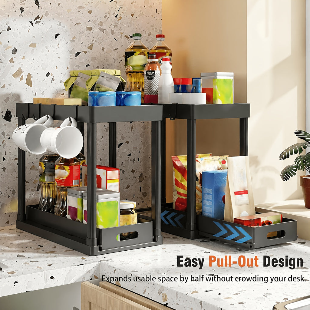 Multi-Purpose 2pcs Adjustable Kitchen Storage Rack – multi-purpose organization, durable space-saving design, designed for American kitchens, pantries, apartments, home organization, daily use and practical gifting