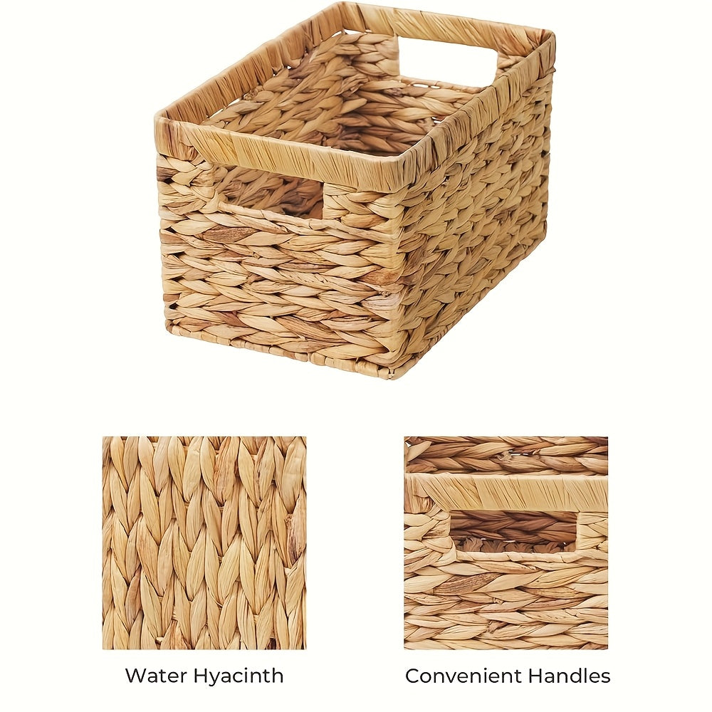 Natural Wicker Storage Basket, Wicker Basket for Organization, Built-in Handle Storage Basket, Wind Chime Holder, Gift, Shelf Baskets