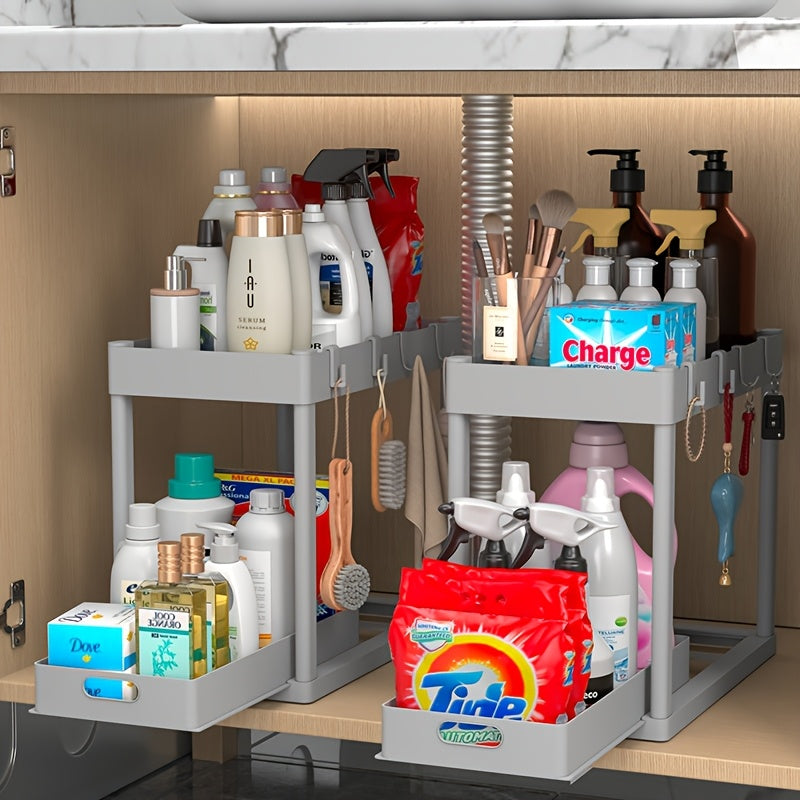 Storage Rack – Multi-Purpose 2pcs Adjustable Kitchen Storage Rack – multi-purpose organization, d