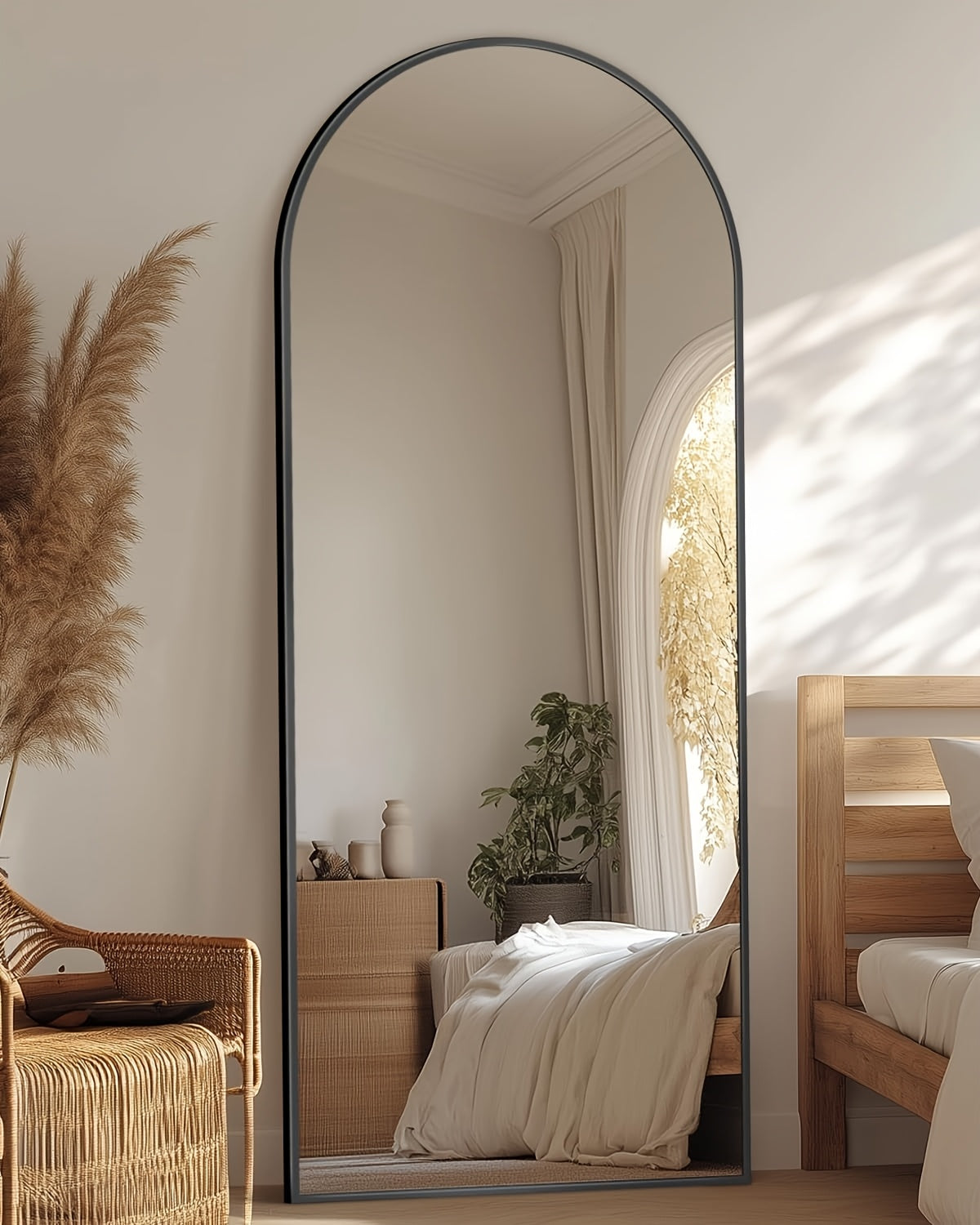 Full Length Mirror – Ladynow Arched Full-Length 58" × 18" Mirror Floor Mirror Freestanding Floor Standing Full Body Rustproof Mirror Stand Wall-Mounted Leaning Design Modern Home Decor Bedro