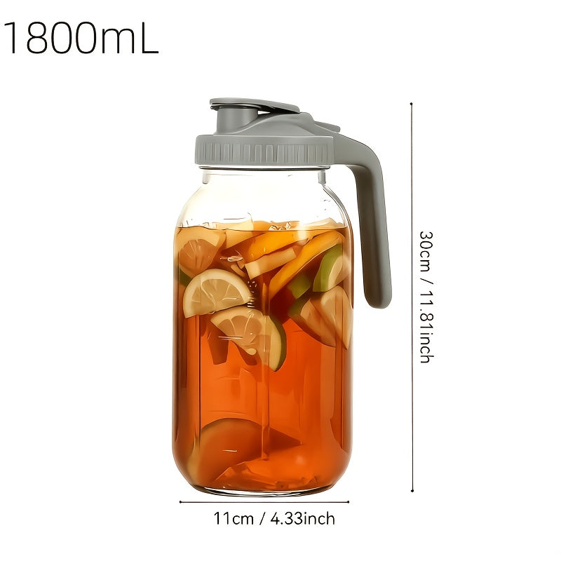64 Oz. Leak-Proof Glass Mason Jar With Lid A Wide-mouth, Easy-to-clean Container Perfect For Storing Milk In The Refrigerator, As Well As Juice, Tea, Iced Coffee, And Other Beverages. Ideal For Daily Use.